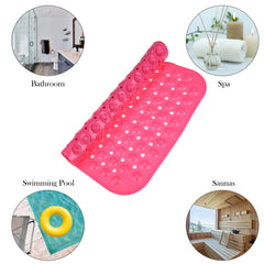 Kuber Industries Bath Mat | PVC Bathroom Mat | Shower Bath Mat | Square Bath Tub Mat | Foot Massager Mat | Anti-Skid Floor Mat | Shower Mat | Pack of 2 | Pink
