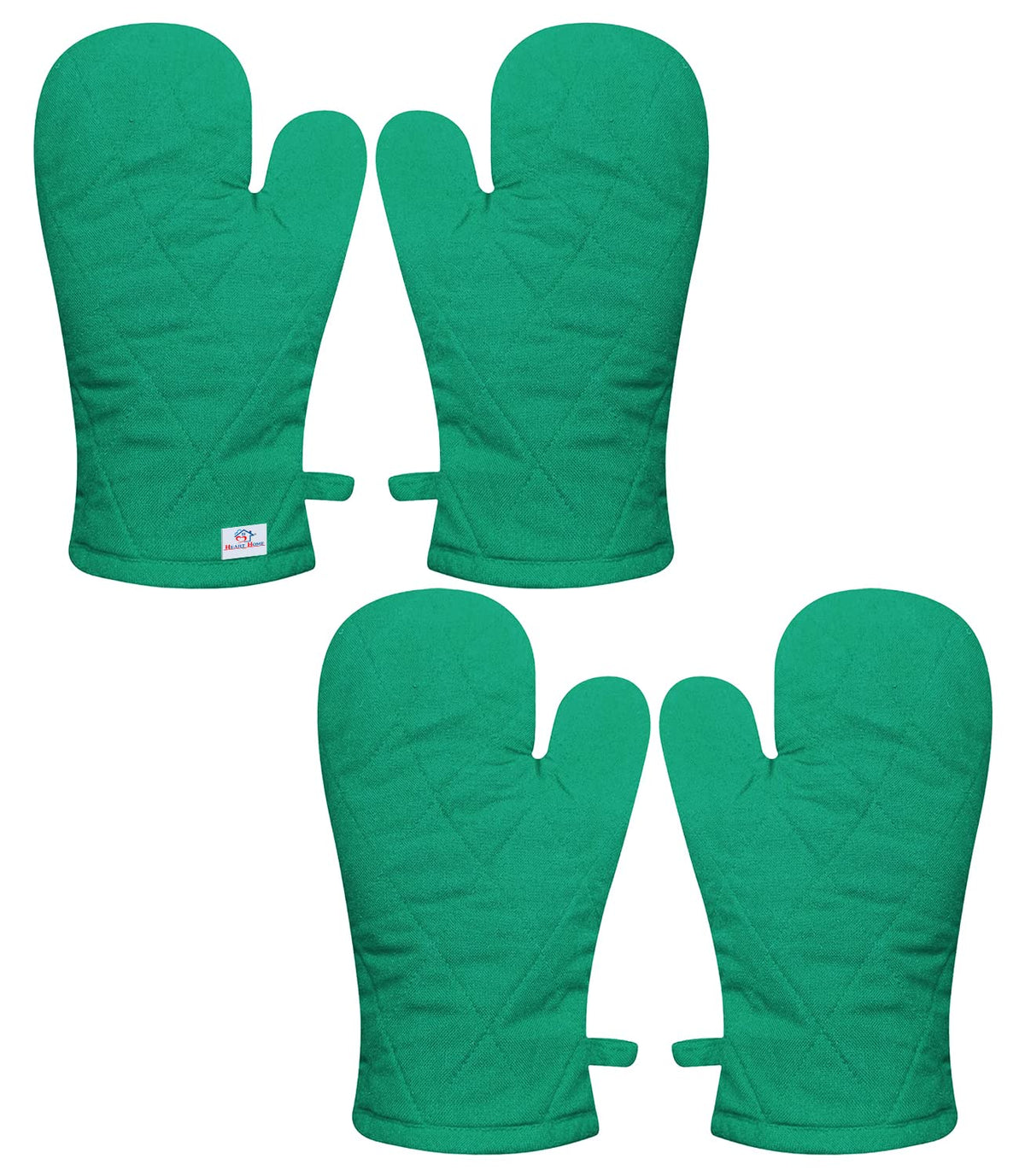 Heart Home Heat Resistant Cotton Kitchen Oven Mitt Microwave Gloves, Set of 4 (Green)-HS43HEARTH26090