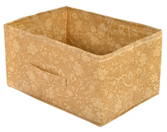 Heart Home Metallic Flower Printed Non-Woven Rectangular Flodable Cloth Storage Box/Drawer- Pack of 2 (Brown)-HS43HEARTH26322