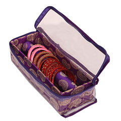 Kuber Industries Brocade Hardboard 1 Rod Bangle Box, Purple,CTKTC0624