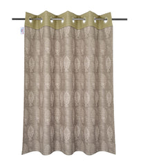Heart Home Faux Silk Decorative 9 Feet Long Door Curtain | Damask Print Blackout Drapes Curtain with 8 Eyelet for Home & Office, Pack of 2 (Cream)