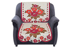 Kuber Industries Floral 6 Piece Cotton Sofa Cover Set, Cream & Pink