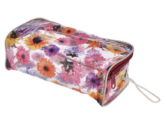 Fun Homes Flower Printed Tranasparent Multiuses PVC Pouch/Bag For Vacation, Bathroom, Organizing With Carrying Strip- Pack of 4 (MultiColor)-44FH0601