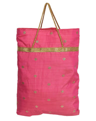 Kuber Industries Polyester Dot Design Foldable Potli|Shopping|Gifting, Hand Bag With Handle Pack of 3 (Pink)