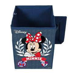 Kuber Industries Disney Minnie Print Foldable Laundry Basket|Clothes Storage Basket With Handle & Lid,60 Ltr.(Navy Blue)