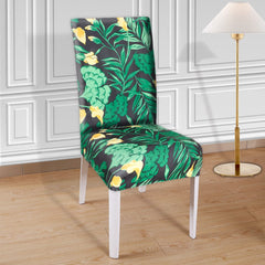 Kuber Industries Flower Printed Polyester Stretchable Elastic Dining Chair Cover/Seat Slipcover/Seat Protector- Pack of 2 (Black & Brown)-50KM0914