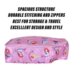 Heart Home Disney Princess Blouse Cover | Satin Digital Blouse Cover | Cloth Organizer for woman | Clothes Storage Bag | Double Zip wardrobe organizers | Pack of 3 | Pink