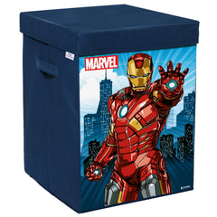 Heart Home Marvel Ironman Print Foldable Laundry Basket|Clothes Storage Basket With Handle & Lid,60 Ltr.(Navy Blue)