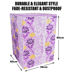 Heart Home Washing Machine Cover | Flower Print Washing Machine Cover | Knitting Polyester | Top Load Fully-Automatic Washing Machine Cover | Purple