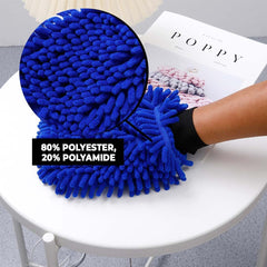 Kuber Industries Set of 2 Chenille Dry Mitt Gloves | Multi-Purpose Gloves for Kitchen, Home & Laptop Cleaning | Lint & Scratch Free|Super Absorbent | Blue