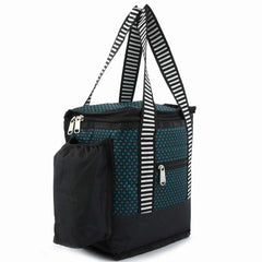 Kuber Industries Floral Design Canvas Waterproof Lunch Bag, Suitable for 3 Compartment (Black) -CTKTC038971