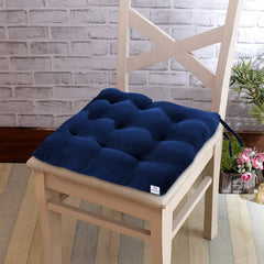 Heart Home Microfiber Square Chair Pad/Cushion for Office, Home or Car Sitting with Ties-Pack of 4, 18 * 18 Inch (Navy Blue), Standard, HS_37_HEARTH020855