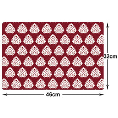 Kuber Industries Flower Print Waterproof, Stain Resistant, Washable Refrigerator/Fridge Drawer Mat, Set of 6 (Maroon)