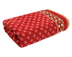 Kuber Industries Dot Printed Super Soft, Fluffy, and Absorbent Cotton Bath Towel, 30"x60" (Red)-50KM01784
