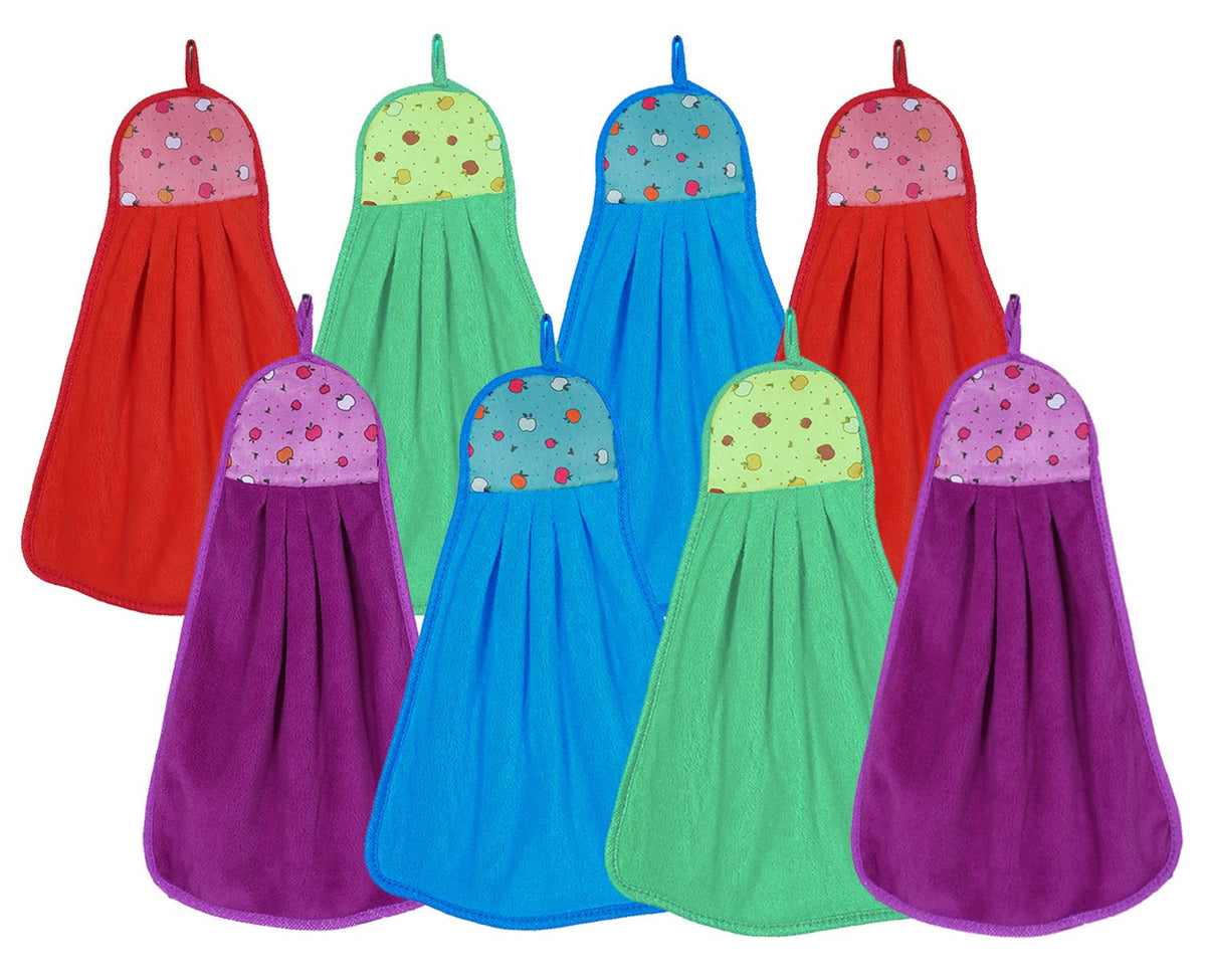 Kuber Industries Soft Cotton Super Absorbent Hanging Napkin|Hand Towel for Washbasin & Kitchen,Pack of 8,(Assorted)