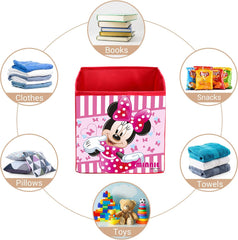 Heart Home Non-Woven Minnie Print Flodable Storage Box/Wardrobe Organizer For Home Decor, Pack of 2 (Pink) 54HH4243.