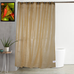 Heart Home 0.20mm Lining Design Stain Resistant, No Odor, Waterproof PVC AC Curtain with Hooks,7 Feet, Pack of 2 (Green)
