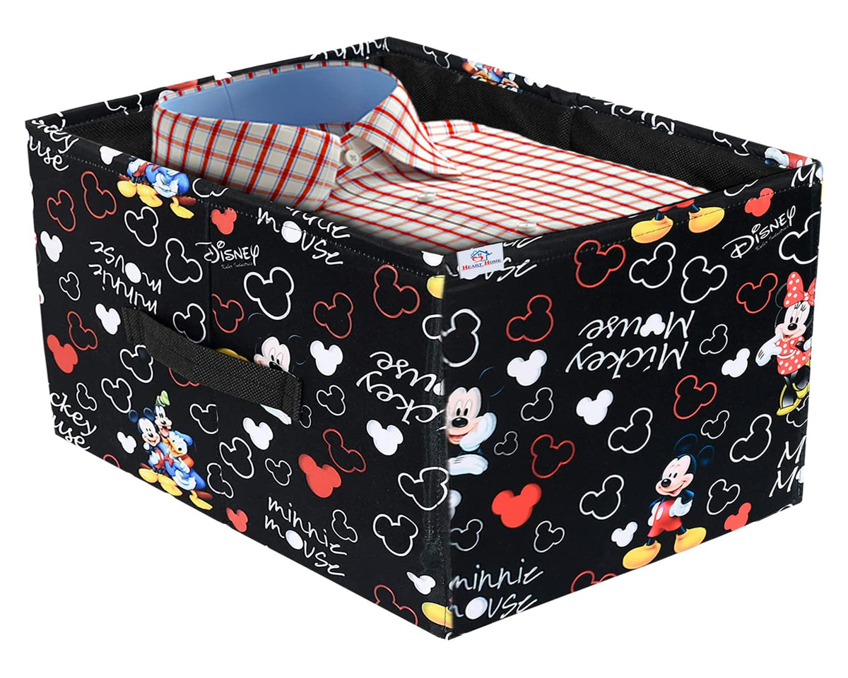Heart Home Non-Woven Mickey Mouse Print Flodable Drawer Storage/Storage Box For Home Decor (Black) 54HH4220.