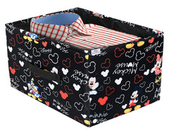 Heart Home Non-Woven Mickey Mouse Print Flodable Drawer Storage/Storage Box For Home Decor (Black) 54HH4220.