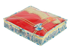 Kuber Industries Floral Print Non-Woven Saree cover For Store Saree, Lehenga, Suit With Transparent Top,Pack of 9 (Blue) 54KM4160