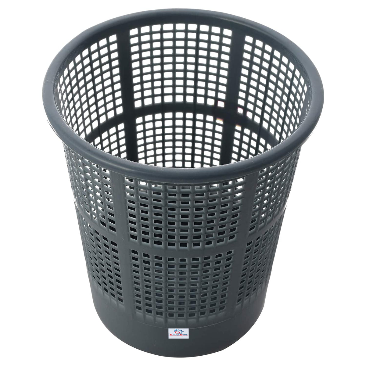 Heart Home Mesh Dustbin|Plastic Open Garbage Basket|Portable Round Trash Can for Kitchen|Office|College|5 Liter (Grey)