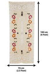 Heart Home Flower Design Dressing Mirror Cover (White & Orange)-44HH0183