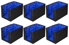 Kuber Industries Flower Printed Multiuses Non-Woven Closet Organizer With Handles- Pack of 6 (Black & Blue) -HS43KUBMART26525