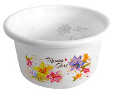 Kuber Industries Printed 2 Pieces Plastic Bucket & Tub Set (White)