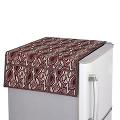 Kuber Industries Leaf Design Combo PVC 3 Pieces Fridge Mats, 2 Piece Handle Cover and 1 Piece Fridge Top Cover(Maroon)