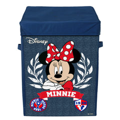 Kuber Industries Disney Minnie Print Foldable Laundry Basket|Clothes Storage Basket With Handle & Lid,60 Ltr.(Navy Blue)