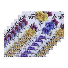 Kuber Industries Floral Print PVC Waterproof & Washable Refrigerator|Fridge Placemats for Home & Kitchen Set of 6 (Transparent)