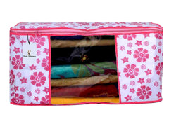Kuber Industries Non Woven Fabric Clothes Organizer Combo|3 Pieces Blouse Cover|3 Pice Saree Cover|Pack of 6 (Pink)