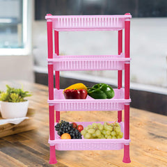 Kuber industries Plastic 2 Pieces 4 Layer Multi-Purpose Kitchen Storage Basket Rack (Pink)-CTKTC13277
