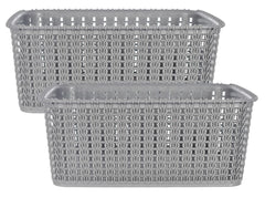 Heart Home Multipurposes Large M 20 Plastic Basket, Organizer For Kitchen, Countertops, Cabinets, Bathrooms Without Lid- Pack of 2 (Grey) -46HH096
