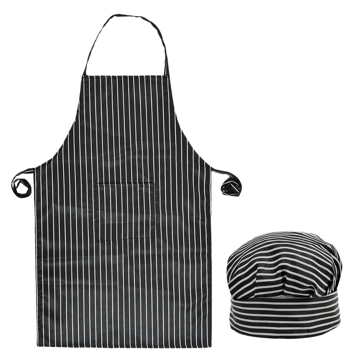 Heart Home Linning Printed Oil Stain Resistant Cooking Kitchen Apron & Cap for Men Women, Set of 2 (Black)-50HH01016