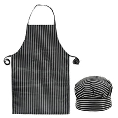 Heart Home Linning Printed Oil Stain Resistant Cooking Kitchen Apron & Cap for Men Women, Set of 2 (Black)-50HH01016