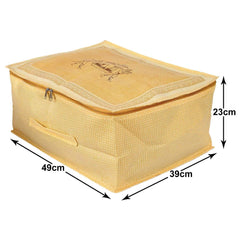 Kuber Industries Doli Printed Non-woven Foldable Underbed/Storage Bag/Wardrobe Organizer,Pack of 2 (Gold) 54KM4295