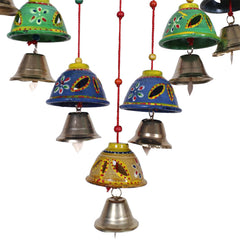 Kuber Industries Decorative Wooden Rajasthani Based Handmade Windchimes with Bells for Home & Balcony Decoration (Multicolor)