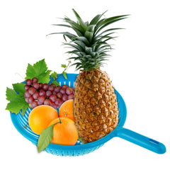 Heart Home Multifunctional Plastic Drain Strainer, Colander, Washing Basket for Home Kitchen Supplies With Handle (Blue)-50HH01833