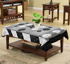 Heart Home Flower Printed Home Decorative Luxurious 4 Seater Cotton Center Table Cover/Table Cloth, 40"x60" (Black & White)-44HH062