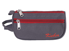 Kuber Industries Canvas Toiletry Organizer|Portable & Durable Travel Shaving Doop Kit with Fornt Zipper and Carrying Strip (Gray)