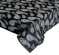 Kuber Industries Cotton Carry Print 4 Seater Center Table Cover/Table Cloth for Home Decorative 60 in. x 40 in. (Black) 54KM4376