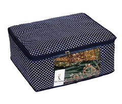 Kuber Industries Polka Dots 2 Pieces Cotton 3 Layered Quilted Saree Cover (Blue & Red) - CTKTC031118