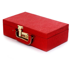 Heart Home Wooden Number Lock System 2 Rod Bangle Box|Singaardani|Vanity Organizer With Mirror & Handle (Maroon)