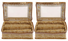 Kuber Industries Brocade Hardboard 2 Pieces Two Rod Bangle Box (Gold)-CTKTC021164
