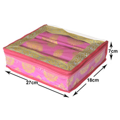 Heart Home Bareque Seamless Design Laminated 2 Rod Box, Organizer For Bangle, Watches, Bracelets, Jewellery With Tranasparent Top (Pink)-47HH0438