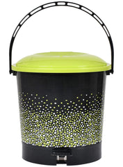 Heart Home Printed Multiuses Plastic Pedal Dustbin, Waste Bin, Trash Can With Handle, 7 Litre (Black)-47HH0739