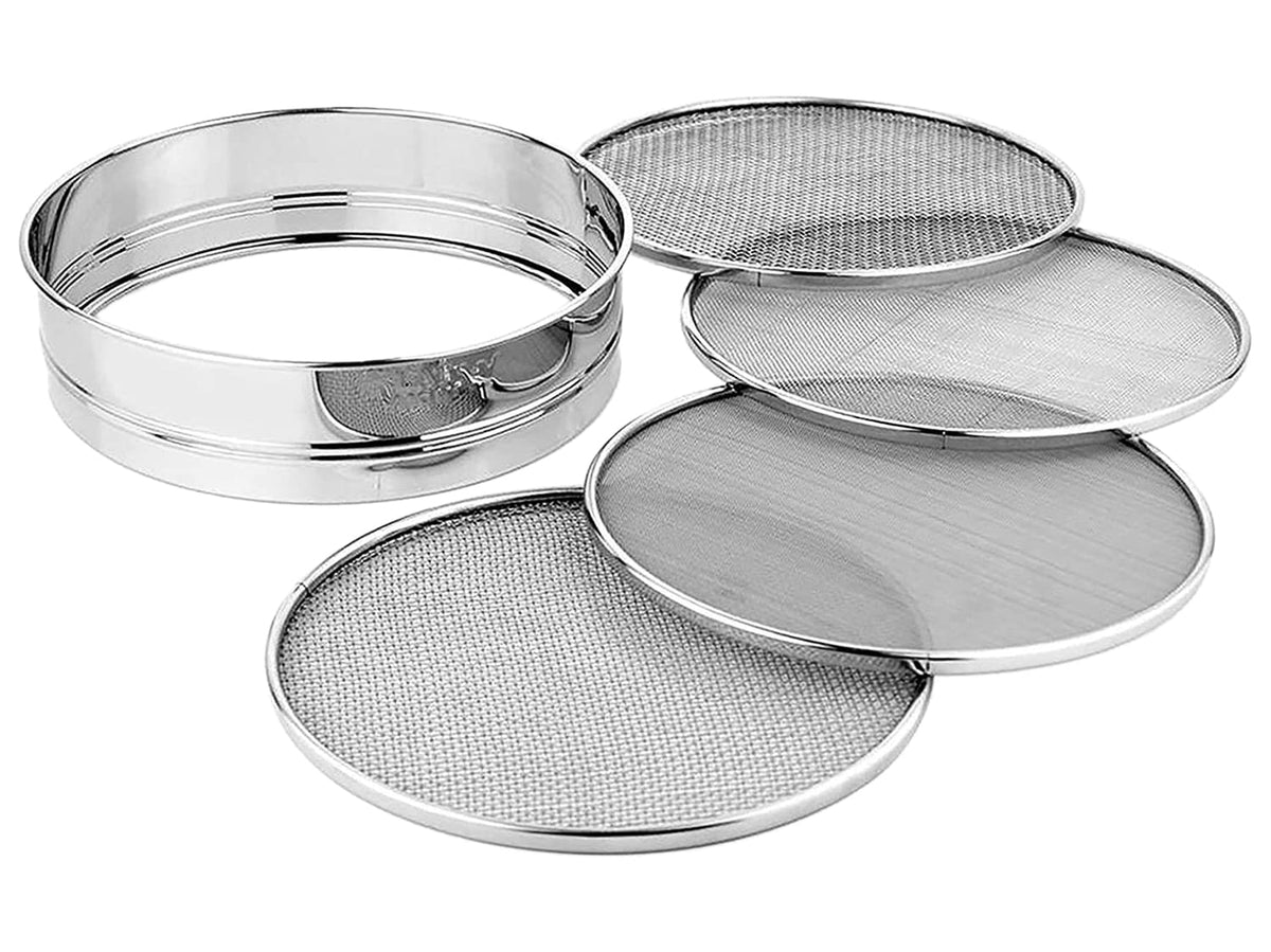 Heart Home Stainless Steel 4 in 1 Interchangeable Sieve Chalni for Flour, Spices, Maida, Food Strainer (Silver)