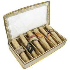 Heart Home Multipurpose Feather Design Laminated 6 Rod Bangle Box/Organizer/Case With Tranasparent Top - Pack of 2 (Gold)-47HH0191