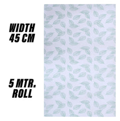 Heart Home Shelf Liner | EVA Kitchen Cabinet Shelf Mat | Anti-Slip Bathroom Mat | Fridge Mat | Table Mat | Green Leaf Print Wardrobe Mat | 5 Meter | White